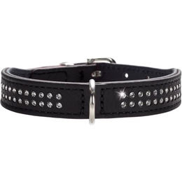 Hunter Diamond Petit Hundehalsband aus Leder mit Strasssteinen Schwarz Größe S – Bild 1 von 3