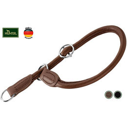 Hunter Dressurhalsband Round & Soft aus Rindnappaleder braun Größe M-L – Bild 1 von 8