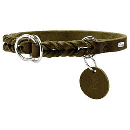 Hunter Dressurhalsband Solid Education aus Leder in Oliv, Größe S-M – Bild 1 von 6