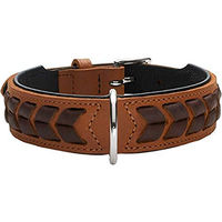Produktbild von Hunter El Paso Hundehalsband aus handgeflochtenem Rindsleder Farbe Cognac Schwarz Größe M-L