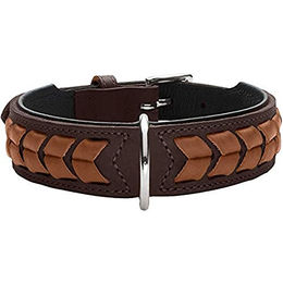 Hunter El Paso Hundehalsband aus Leder geflochten dunkelbraun/schwarz Größe M-L - 1 Stk. – Bild 1 von 4