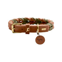 Produktbild von Hunter Erziehungshalsband Solid Education Duo aus Leder Braun Grün Größe 60 M-L