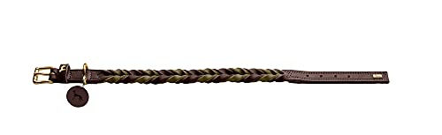 Hunter Erziehungshalsband Solid Education Duo aus Leder Dunkelbraun/Oliv Größe 45 – Bild 1 von 3