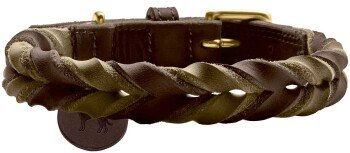 Hunter Erziehungshalsband Solid Education Duo Leder Braun Grün Größe 55 cm – Bild 1 von 3