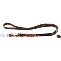 Produktbild von Hunter Führleine Solid Education Cord verstellbar Leder und Polyester Dunkelbraun Orange L-XL