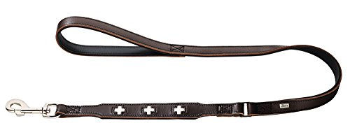 Hunter Führleine Swiss aus Leder für Hunde Braun/Schwarz M-L - 100 cm – Bild 1 von 3