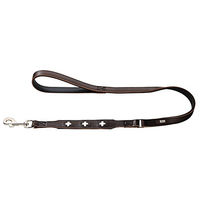 Produktbild von Hunter Führleine Swiss aus Leder für Hunde Braun/Schwarz M-L - 100 cm