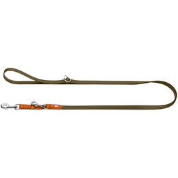 Produktbild von Hunter Führleine Wolmar für Hunde aus BioThane und Leder stufenlos verstellbar Khaki/Orange 16/300