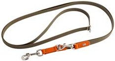 Hunter Führleine Wolmar für Hunde stufenlos verstellbar BioThane und Leder Khaki Orange 300 cm – Bild 1 von 2