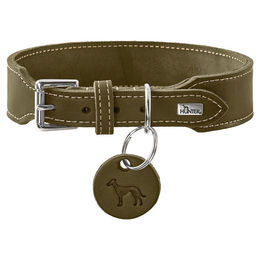 Hunter Halsband Aalborg extra-breit aus Leder in Oliv, Größe L, 65 cm Breite 3,5 cm – Bild 1 von 2