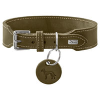 Produktbild von Hunter Halsband Aalborg extra-breit aus Leder in Oliv, Größe L, 65 cm Breite 3,5 cm