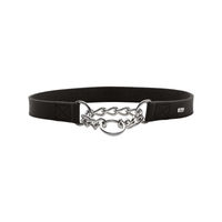 Produktbild von Hunter Halsband Aalborg mit Kette aus Leder Schwarz Größe M 45 cm