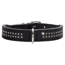 Hunter Halsband Diamond Petit für kleine Hunde aus Leder mit Strasssteinen Schwarz Größe XS 30 cm – Bild 1 von 2