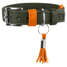 Produktbild von Hunter Halsband Portofino aus Leder oliv/orange Größe M