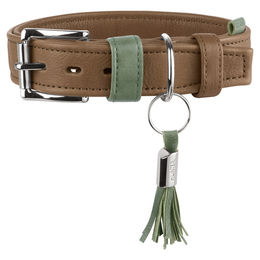 Produktbild von Hunter Halsband Portofino aus Leder taupe/türkis Größe S