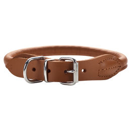 Produktbild von Hunter Halsband Round & Soft aus Elchleder in Cognac Braun - 50 cm