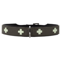 Produktbild von Hunter Halsband Swiss Glow Leder steingrau Größe S-M Breite 3,0 cm Länge 47 cm