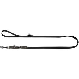 Hunter Hundeführleine Wolmar stufenlos verstellbar aus BioThane und Leder Schwarz/Grau 16/300 – Bild 1 von 4