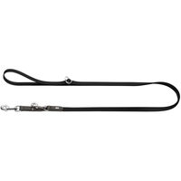 Produktbild von Hunter Hundeführleine Wolmar stufenlos verstellbar aus BioThane und Leder Schwarz/Grau 16/300