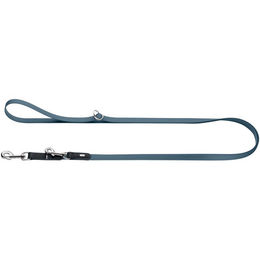 Produktbild von Hunter Hundeführleine Wolmar stufenlos verstellbar BioThane und Leder Rauchblau/Schwarz 16/300