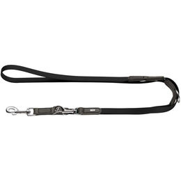 Hunter Hundeführleine Wolmar verstellbar BioThane und Leder Schwarz/Grau 16/200 cm – Bild 1 von 3