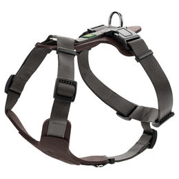 Hunter Hundegeschirr Aalborg Mixed aus Rindsleder und Nylon dunkelbraun/grau Größe S – Bild 1 von 6