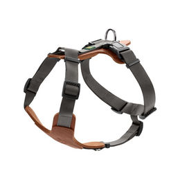 Hunter Hundegeschirr Aalborg Mixed aus Rindsleder und Nylon in Cognac/Grau Größe M-L – Bild 1 von 7