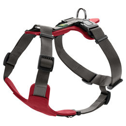 Hunter Hundegeschirr Aalborg Mixed aus Rindsleder und Nylon rot/grau Größe M – Bild 1 von 6