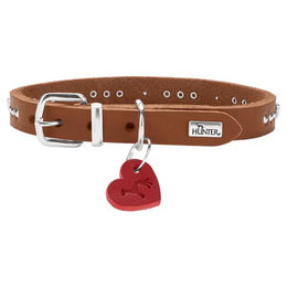 Hunter Hundehalsband Aalborg Hearts aus Leder in Braun Größe 27 – Bild 1 von 10