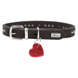 Hunter Hundehalsband Aalborg Hearts aus Leder Schwarz Größe XS 30 cm – Bild 1 von 6