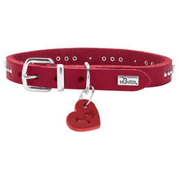 Hunter Hundehalsband Aalborg Hearts rot aus Softvollrindleder Größe XS 32 cm – Bild 1 von 6