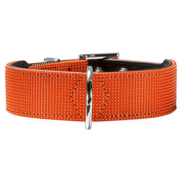 Produktbild von Hunter Hundehalsband aus Leder Reflect Orange/Schwarz wasserabweisend 32 cm x 2,6 cm