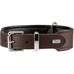 Hunter Hundehalsband Basic aus Leder braun/schwarz Größe L wasserabweisend – Bild 1 von 3