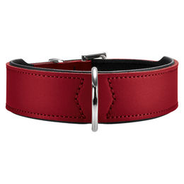 Hunter Hundehalsband Basic aus Leder rot/schwarz Größe L – Bild 1 von 4