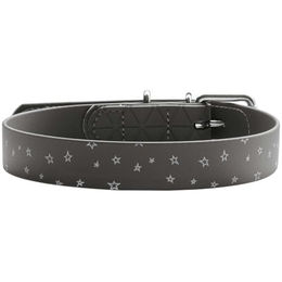 Hunter Hundehalsband Convenience Reflect aus Kunstleder Grau Sterne Größe L wasserabweisend – Bild 1 von 4