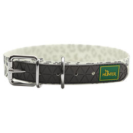Produktbild von Hunter Hundehalsband Convenience Reflect Glow Weiß mit reflektierendem Leo Muster aus Nylon wasserabweisend