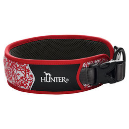 Produktbild von Hunter Hundehalsband Divo Reflect aus Nylon wasserabweisend rot/grau Größe S Breite 4,0 cm - 1 Stk.