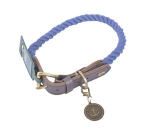 Hunter Hundehalsband Leder Blau Maritim Anker Größe XL 57-65cm – Bild 1 von 1