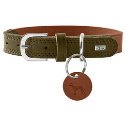 Hunter Hundehalsband Lemvig aus Leder in Cognac/Oliv Größe L – Bild 1 von 3
