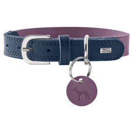 Hunter Hundehalsband Lemvig aus Leder lila/blau Größe S – Bild 1 von 5