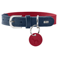 Produktbild von Hunter Hundehalsband Lemvig aus Leder rot/dunkelblau Größe S