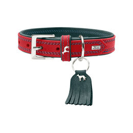 Produktbild von Hunter Hundehalsband Lucca Leder Rot/Türkis S-M