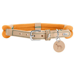 Hunter Hundehalsband Malia aus Leder und Tau in Apricot/Natur Größe S – Bild 1 von 6