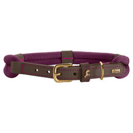 Hunter Hundehalsband Malia aus Tau und Leder Brombeere Dunkelbraun Größe 40 – Bild 1 von 3