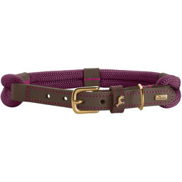 Hunter Hundehalsband Malia aus Tau und Leder in Brombeere/Dunkelbraun Größe 45 – Bild 1 von 7