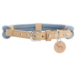 Hunter Hundehalsband Malia aus Tau und Leder taubenblau/natur Größe S (40) - 1 Stk. – Bild 1 von 5