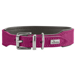 Hunter Hundehalsband Malta aus Leder in Magenta/Schwarz Größe M 55 - 1 Stk. – Bild 1 von 2