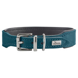 Hunter Hundehalsband Malta aus Leder Petrol Schwarz Größe XS – Bild 1 von 3