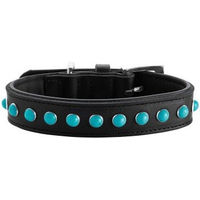 Produktbild von Hunter Hundehalsband Modica Leder Schwarz mit türkisfarbenen Schmucksteinen Größe XS 25 cm