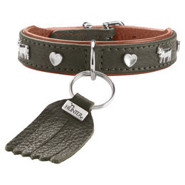 Hunter Hundehalsband München Mini aus Leder für Welpen und kleine Hunde Grün/Braun Größe 27 – Bild 1 von 10